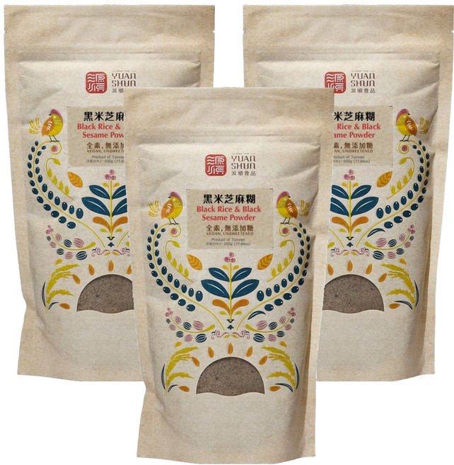 源順食品 黑米芝麻糊 無糖, 500g, 3包