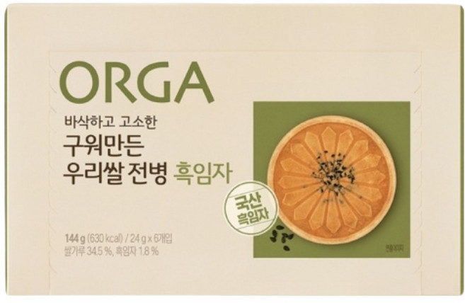 올가홀푸드 구워만든 우리쌀 전병 흑임자, 1개, 흑임자맛, 144g