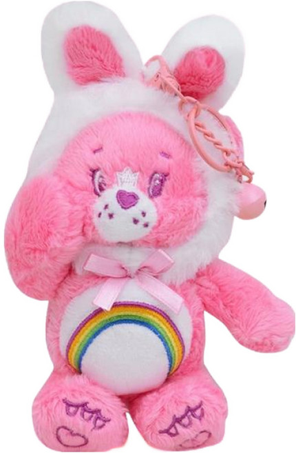 Care Bears 療癒立體造型絨毛公仔鑰匙圈掛飾, 17cm, 兔耳粉, 1個