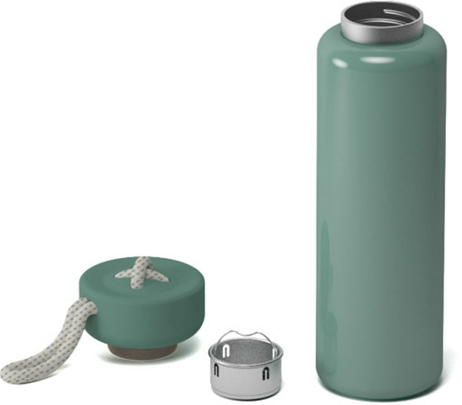 MARI STEIGER 鈕扣造型保溫瓶, 孔雀綠, 450ml