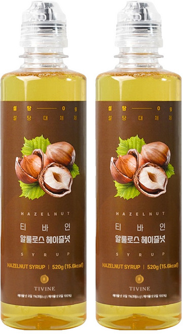 티바인 제로슈가 헤이즐넛 시럽, 520g, 2개