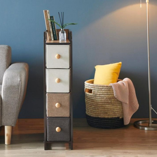 Home&Me 抽屜櫃, 黑色 + 白色 + 棕色, 4層