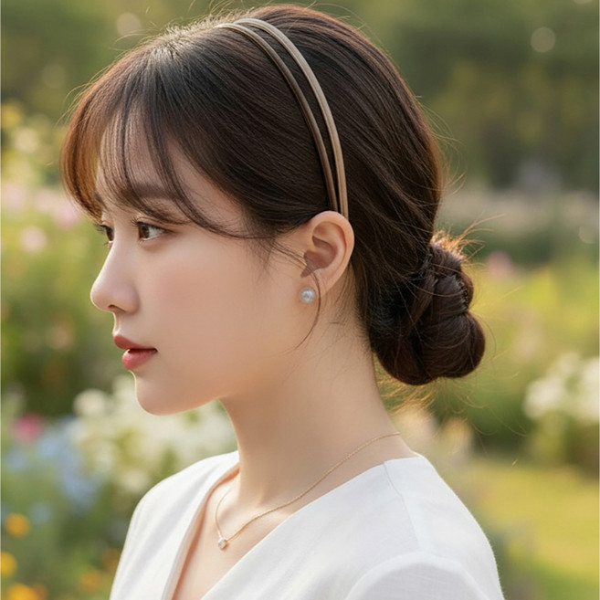 미다미 남녀공용 데일리 에센셜 레더 슬림 헤어밴드 2종 세트