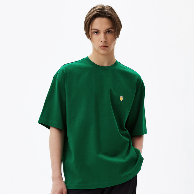 TNGT 남성용 오버핏 레몬 자수 그래픽 반팔 티셔츠 TNTS3E208