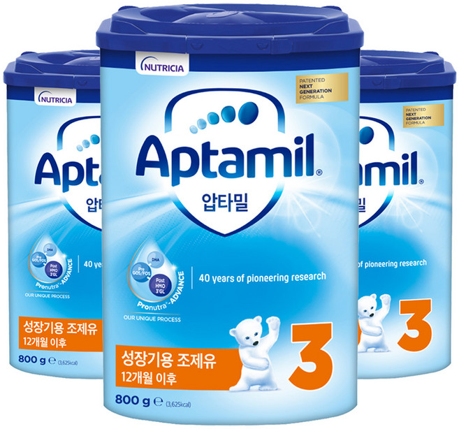 압타밀 프로누트라 어드밴스 HMO 분유 3단계, 800g, 3개