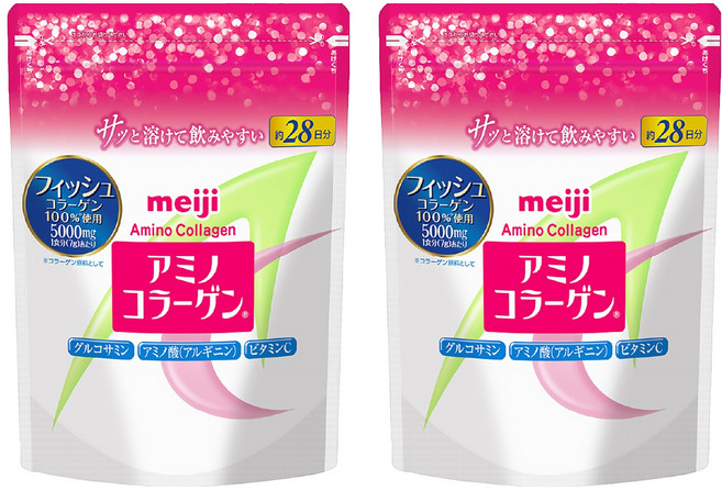meiji 明治 台灣公司貨 Amino Collagen 氨基膠原蛋白 膠原蛋白粉 28日份, 196g, 2包