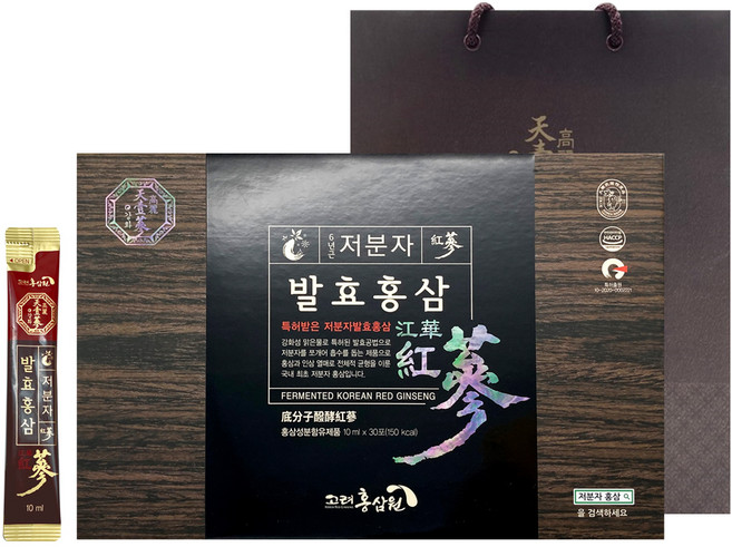 고려홍삼원 저분자 발효 홍삼 스틱 + 쇼핑백, 1개, 300ml