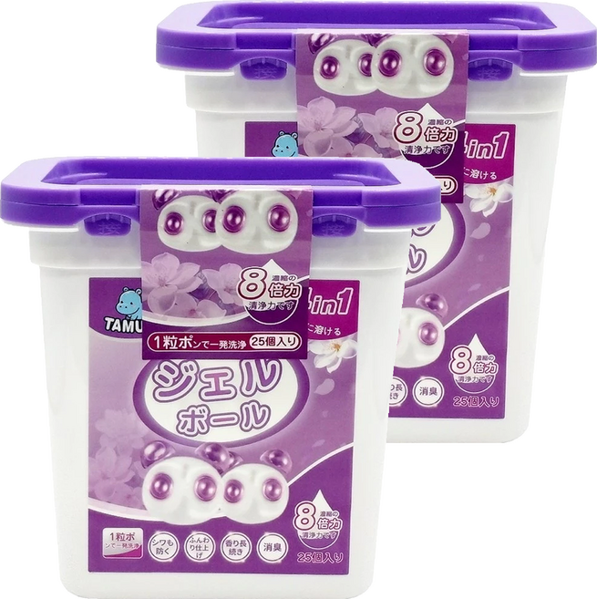 TAMURA 熊貓香氛洗衣膠囊 梔子白茶香, 25顆, 2盒