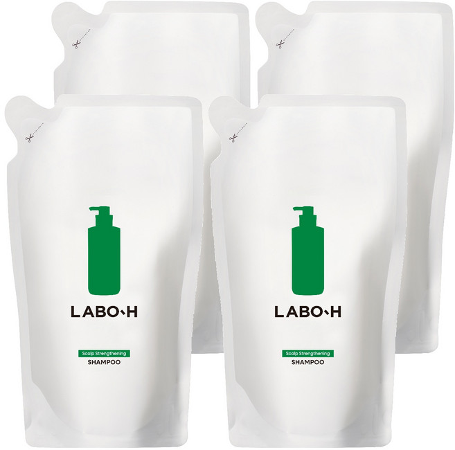 LABO-H 緩解掉髮症狀 弱酸性頭皮強化 純素洗髮精 補充包, 4個, 400ml