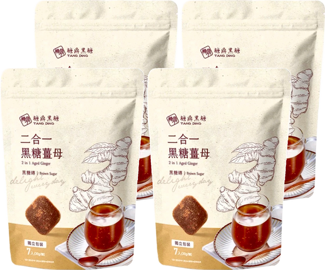 糖鼎 二合一黑糖薑茶 黑糖磚, 30g, 7個, 4包