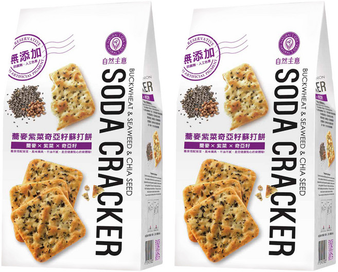 自然主意 蕎麥紫菜奇亞籽蘇打餅, 180g, 2袋