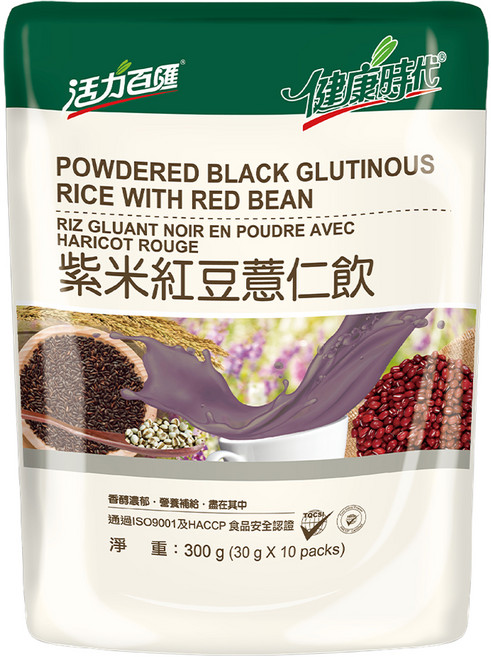 健康時代 紫米紅豆薏仁飲 有糖, 30g, 10包, 1袋