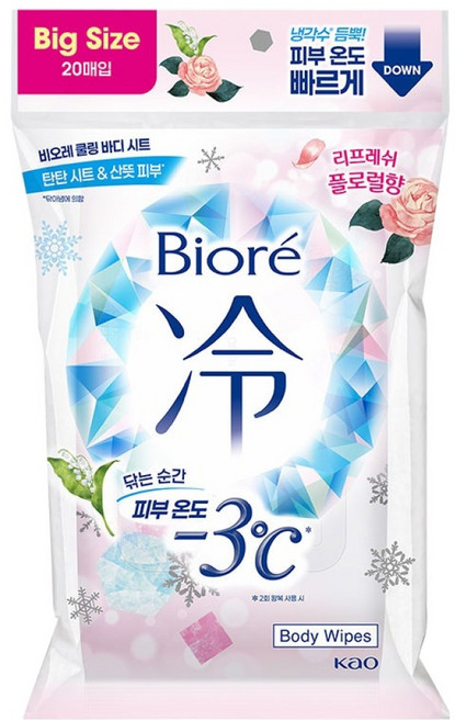 비오레 쿨링 바디 시트 리프레쉬 플로럴향 20p, 1개