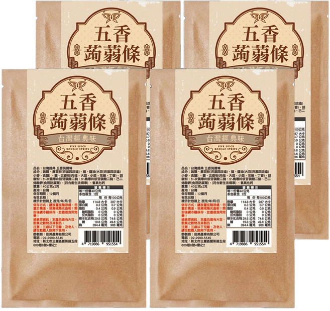 Cammie 佳美 台灣經典 五香蒟蒻條 40g 一包, 4入