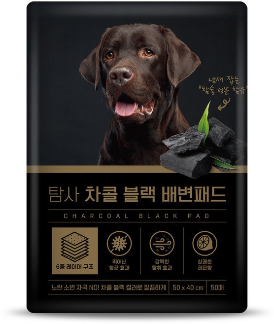 탐사 차콜 블랙 배변패드, 50개입, 1개