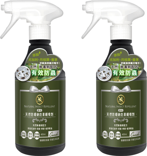 qundo 康朵 天然防蛾蚋果蠅噴劑, 400ml, 2瓶