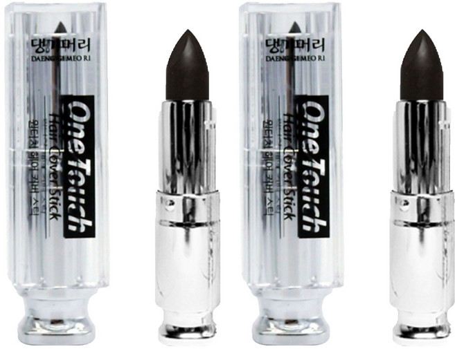 댕기머리 원터치 헤어 커버 스틱 4g, 흑색, 2개