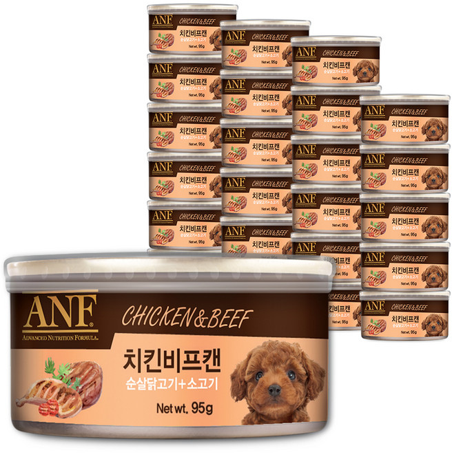 ANF 강아지 치킨비프캔, 혼합맛(순살닭고기/소고기), 95g, 24개