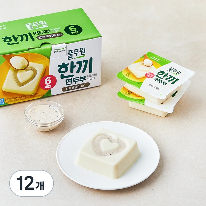 풀무원 한끼 연두부 + 참깨 흑임자 소스, 110g, 12개 - 쿠팡