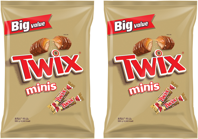 트윅스 미니스 초코바, 990g, 2개