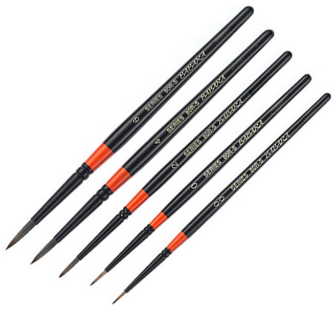 BABARA 세필붓 80R-S 세트, 5본조, 1세트