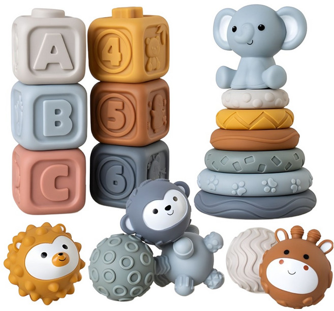 키젤로 5 in 1 말랑말랑 소프트 촉감완구 19pcs, 혼합색상, 1세트