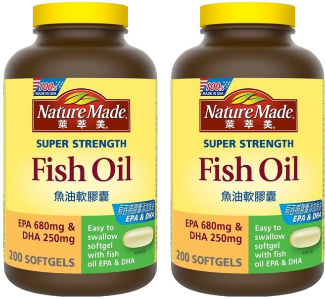 Nature Made 萊萃美 魚油軟膠囊, 2個, 200顆