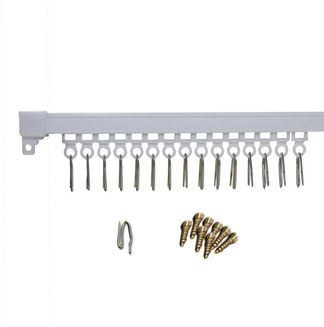 썬데코 커튼레일 + 커튼핀 세트, 화이트