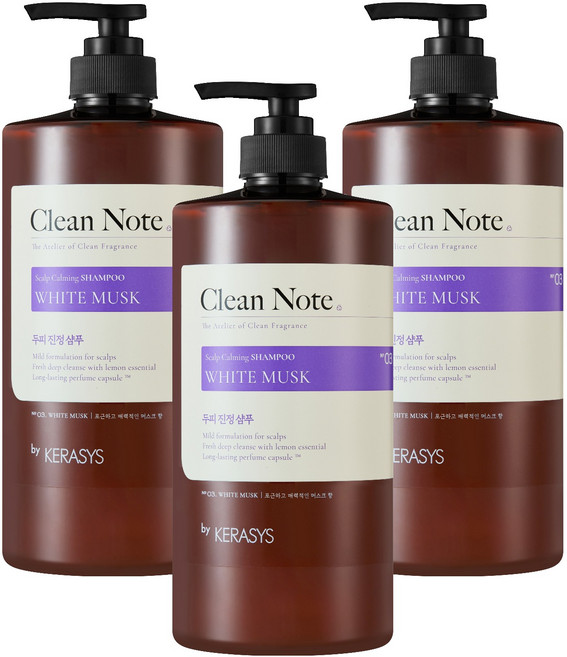 케라시스 클린노트 샴푸 화이트머스크, 1L, 3개