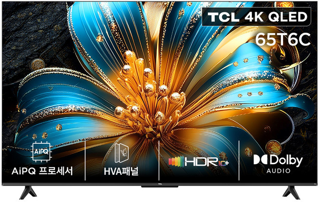 TCL 4K QLED Google TV, 164cm(65인치), 65T6C, 스탠드형, 방문설치