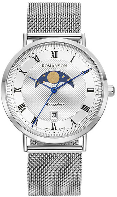 로만손 문페이즈 남성 메탈 시계 RWTMFM1B2400WHSI0 + 기프트패키지