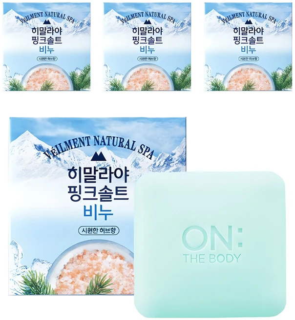 히말라야핑크솔트 내추럴 스파 비누 시원한 허브향, 90g, 4개 - 쿠팡