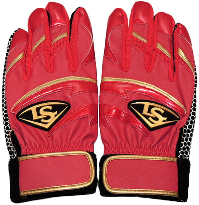 LOUISVILLE Slugger LS 強化止滑打擊手套 LE14398SC 100g, 紅色, 1雙