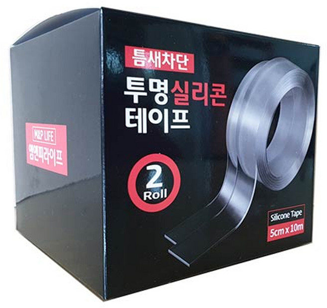 엠엔피라이프 틈새차단 투명 실리콘테이프 5cm x 10m, 2개