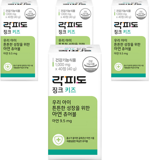 락피도 키즈 징크 아연, 40정, 4개