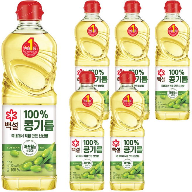 백설 콩기름, 500ml, 6개