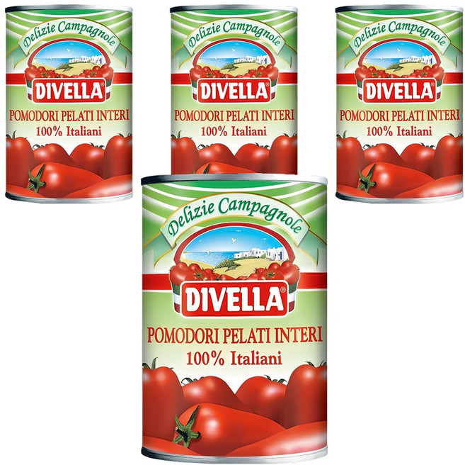 디벨라 홀 토마토 통조림, 400g, 4개
