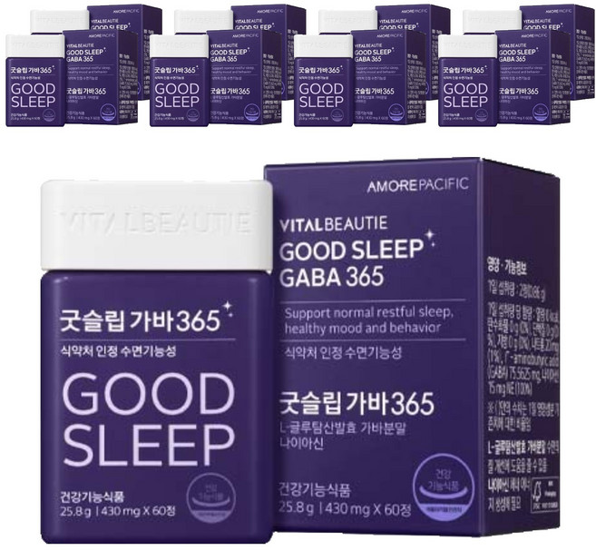 VITALBEAUTIE Good Sleep L-麩醯胺酸GABA 365錠, 60顆, 9罐