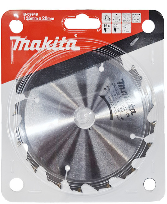 Makita 牧田 台灣公司貨 鎢鋼鋸片 B-09949 136 x 1.5 x 20mm 16T, 1個