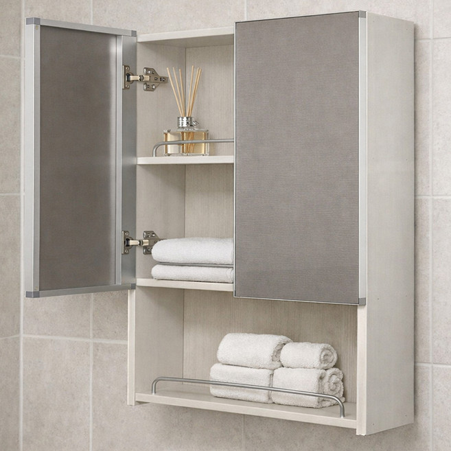 대형 오픈 메탈 욕실 수납장 600 방문설치, 실버, 1개