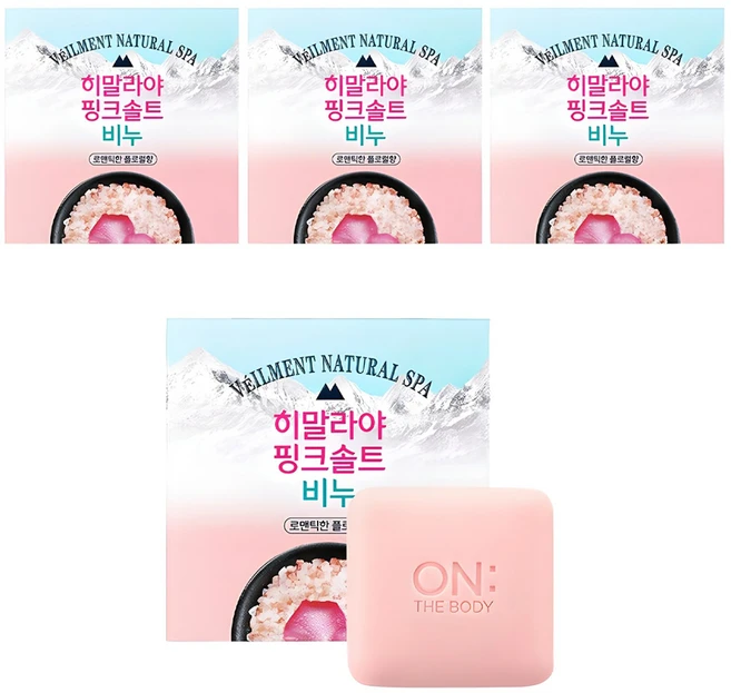 히말라야핑크솔트 비누 로맨틱한 플로럴향, 90g, 4개 - 쿠팡