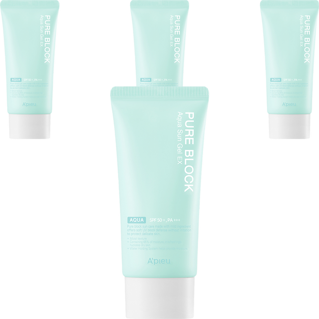 어퓨 퓨어 블록 아쿠아 선젤 이엑스 SPF50+ PA+++, 50ml, 4개