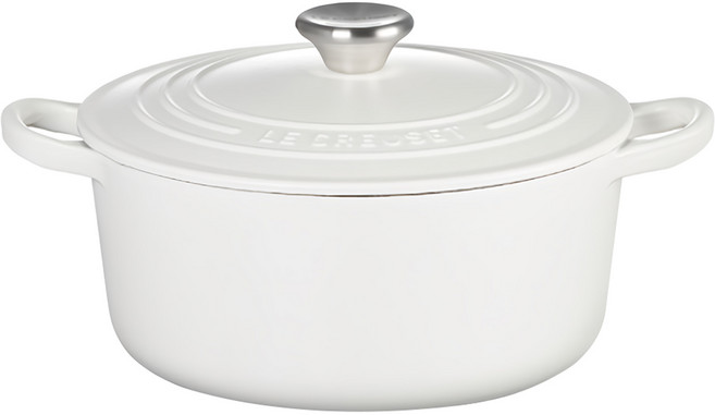 LE CREUSET 圓鐵鍋 附鋼頭鍋蓋 3.3L, 棉花白, 1個, 22cm