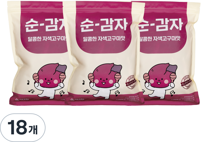 순 감자 달콤한 자색 고구마맛, 150g, 18개