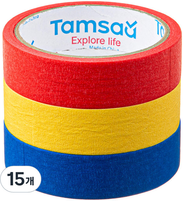 탐사 원색 칼라마스킹 테이프 25mm x 13m, 15개