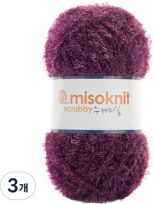 미소털실 펄 수세미실 80g, 37다크와인, 3개