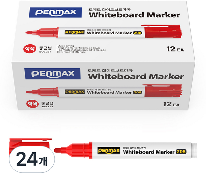 펜맥스 로케트 보드마카, 적색, 24개