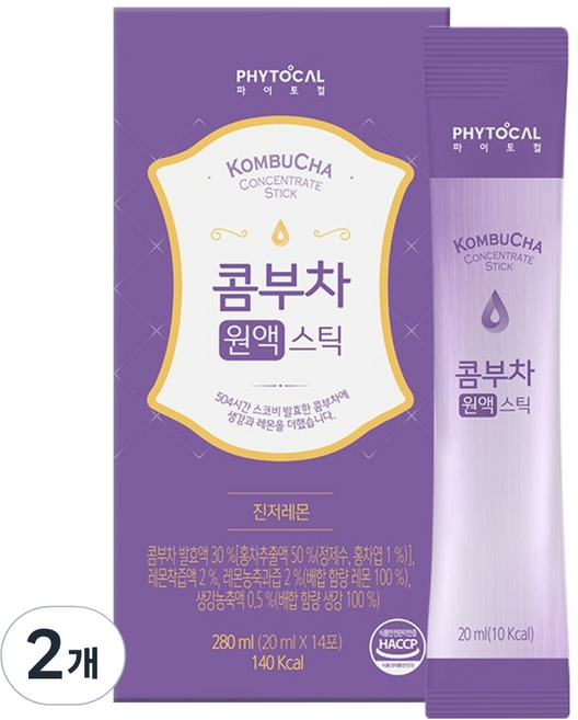 파이토컬 진저레몬 콤부차 원액스틱, 20ml, 14개입, 2개