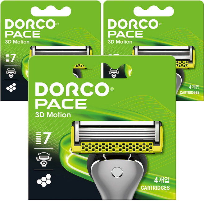 도루코 페이스 3D 모션 7중 면도날, 4개입, 3개