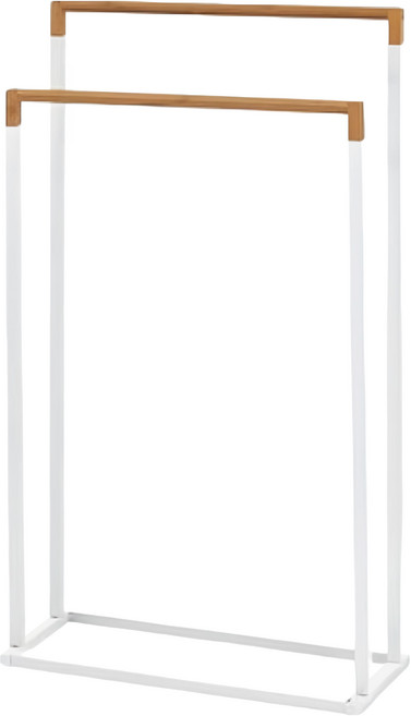 ikloo 宜酷屋 無印質感雙桿毛巾架 浴巾架, 白色, 1個